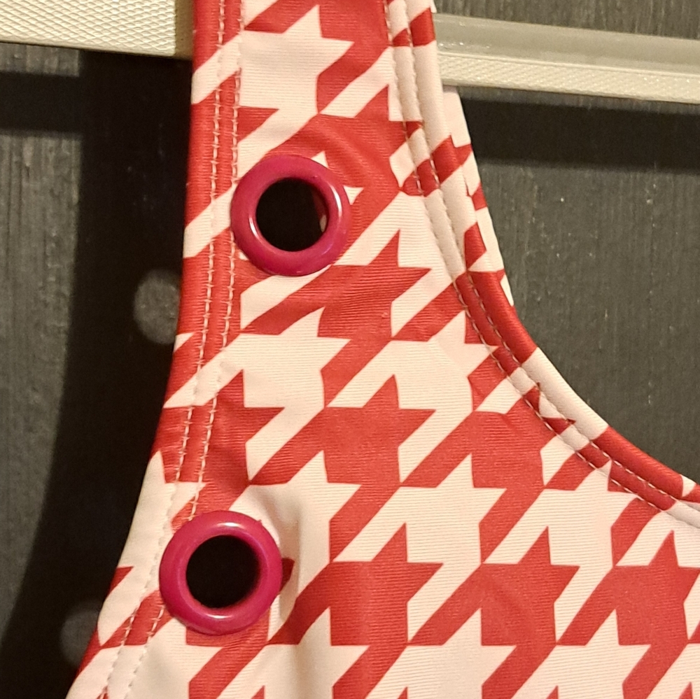 Juicy Couture NWT Swimsuit 1-Pc  - Red&White Houndstooth with Grommets - Sm - XL - Picture 3 of 6